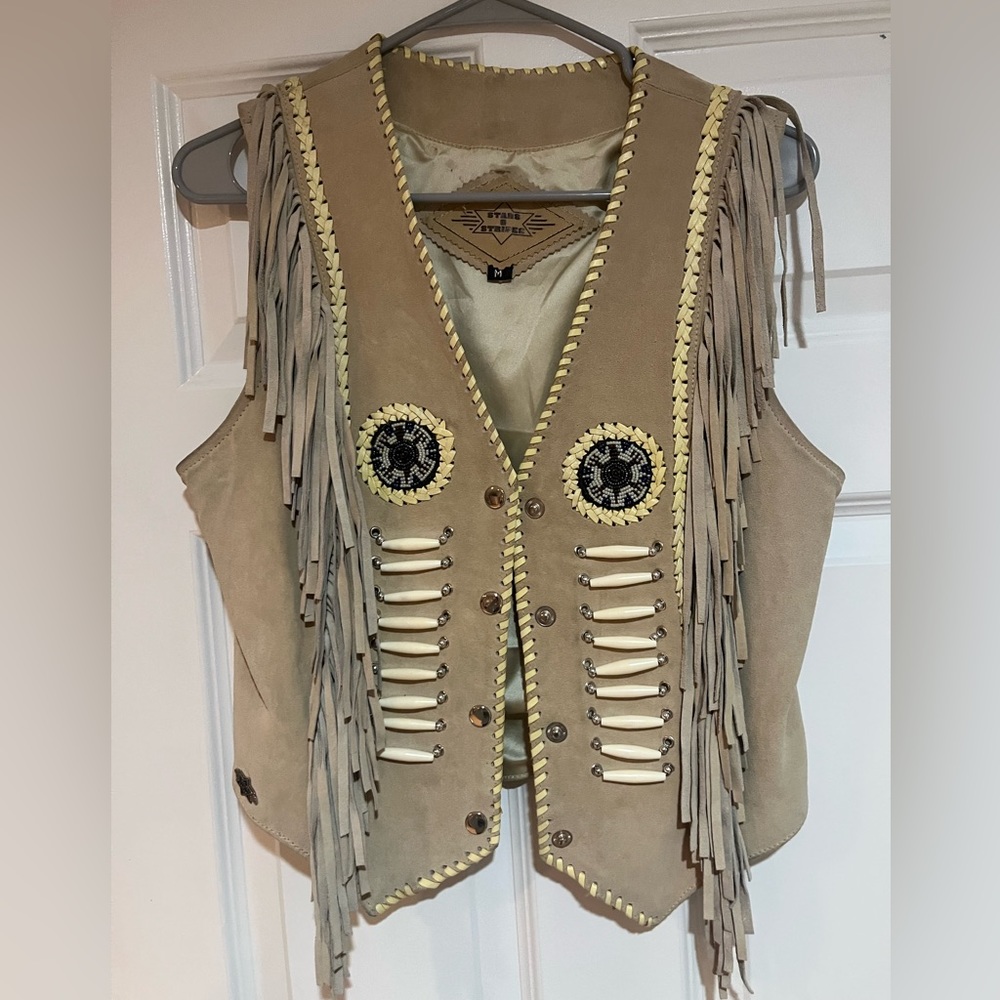 Genuine leather Stars and Stripes Western Vest
